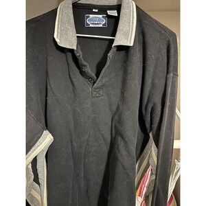 Vintage Point Zero L Men's Black Polo Pullover‎ Skater 90s Y2K